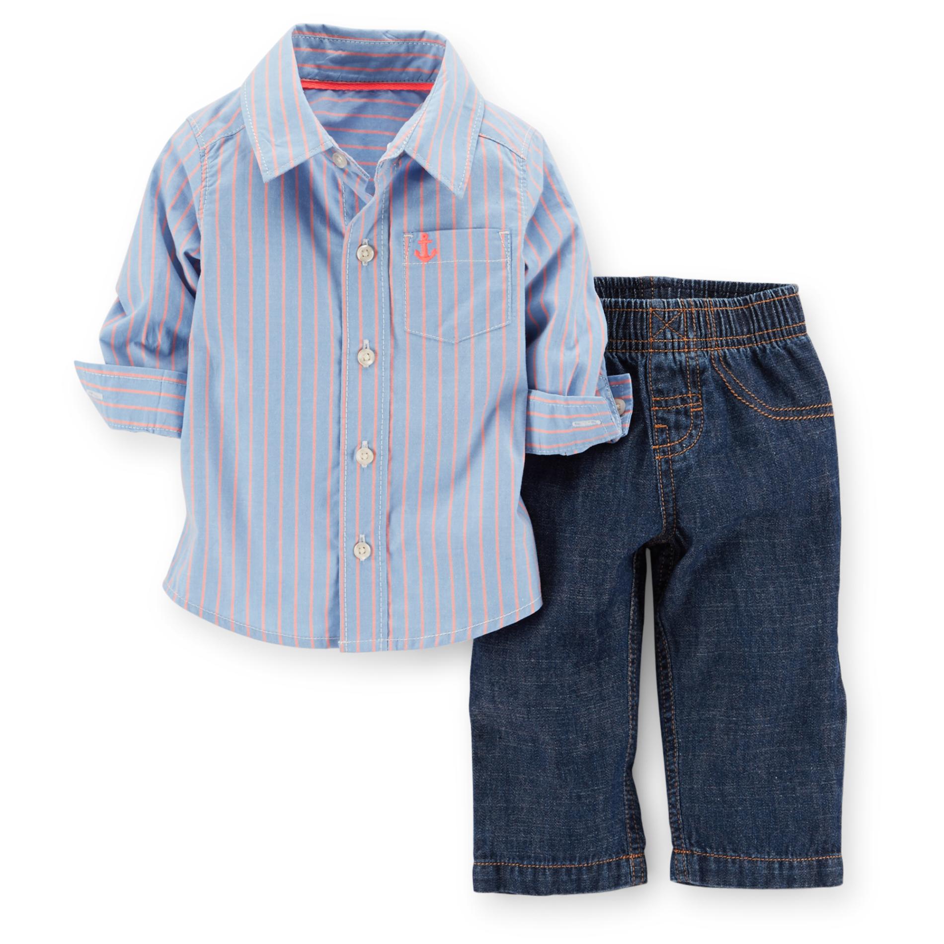 Carter's Newborn & Infant Boy's Button-Front Shirt & Jeans - Striped