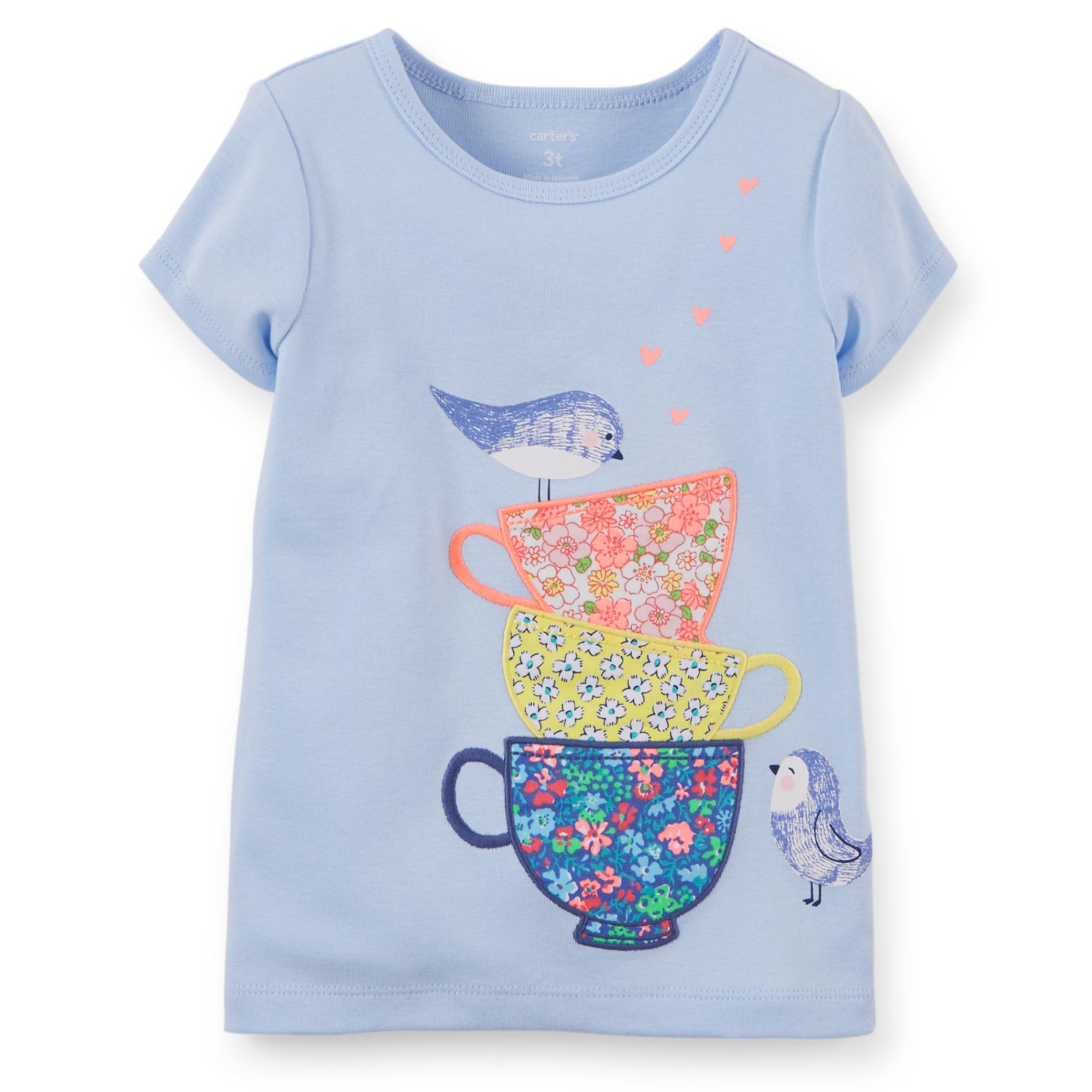 Carter's Toddler Girl's Graphic T-Shirt - Birds & Cups