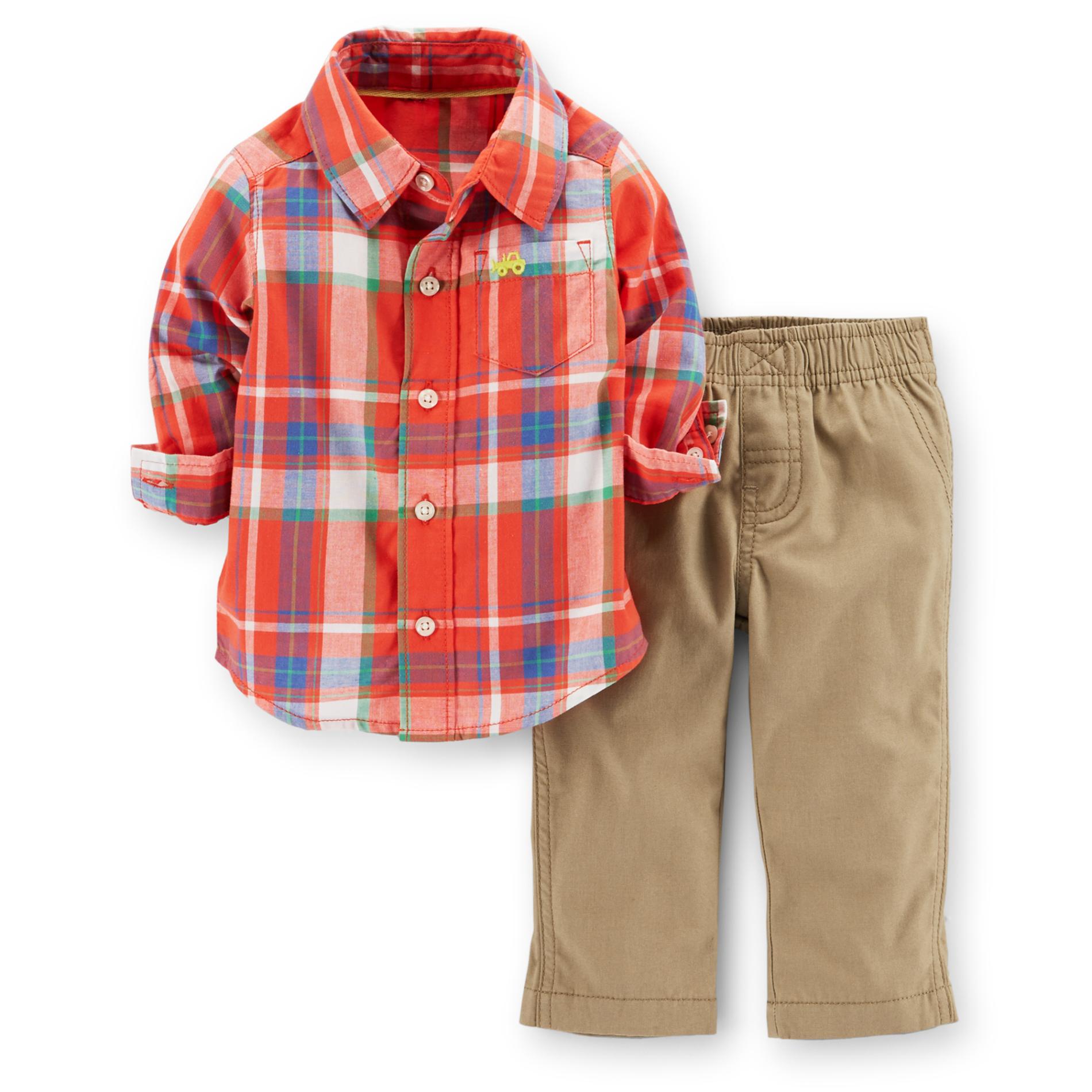 Carter's Newborn  Infant & Toddler Boy's Button-Front Shirt & Pants - Plaid