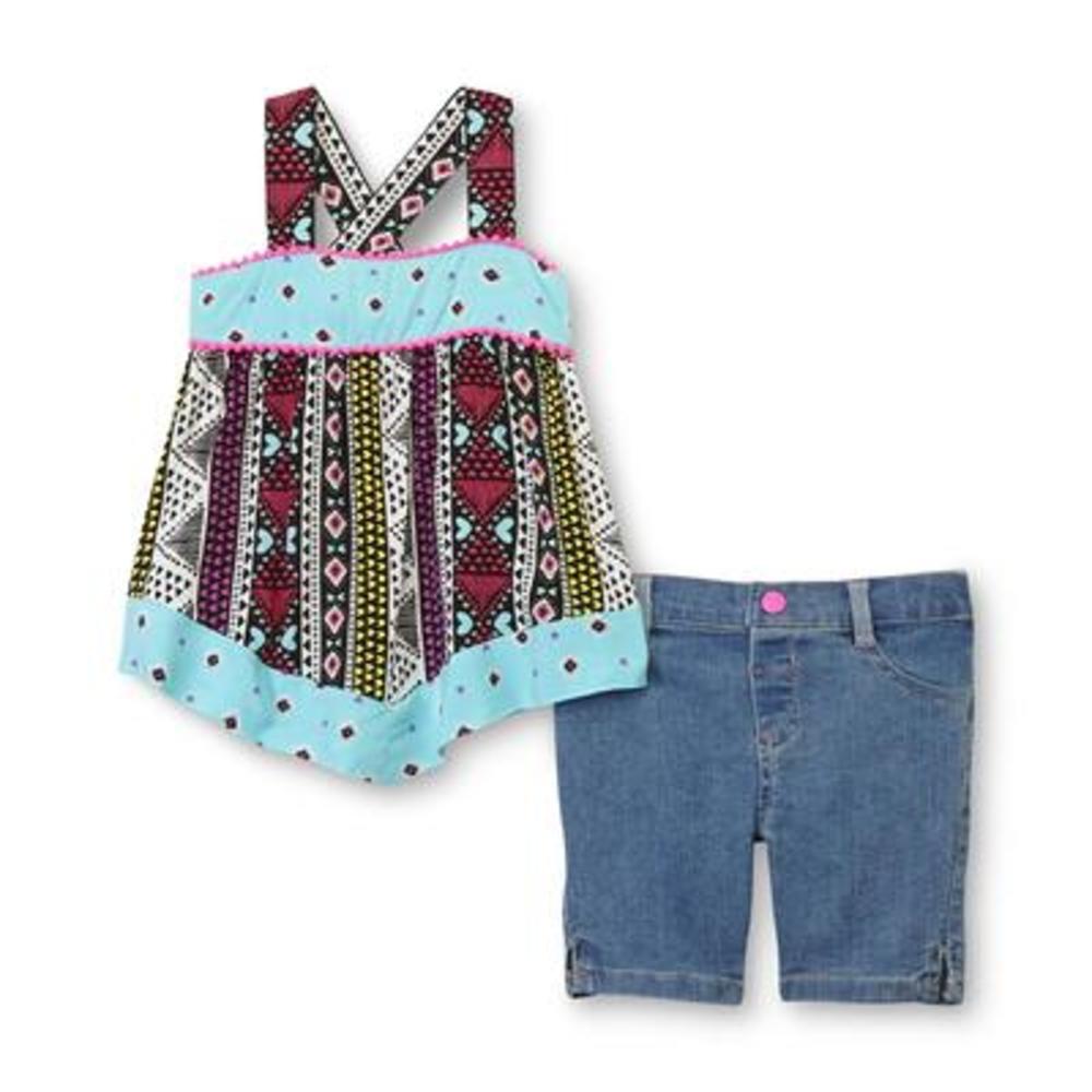 Piper Baby Infant & Toddler Girl's Handkerchief Top & Denim Shorts - Heart/Diamond