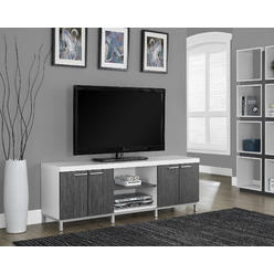 Monarch Specialties Tv Stand, 60 Inch, Console, Media Entertainment Center, Storage Cabinet, Living Room, Bedroom, Laminate, White, Grey