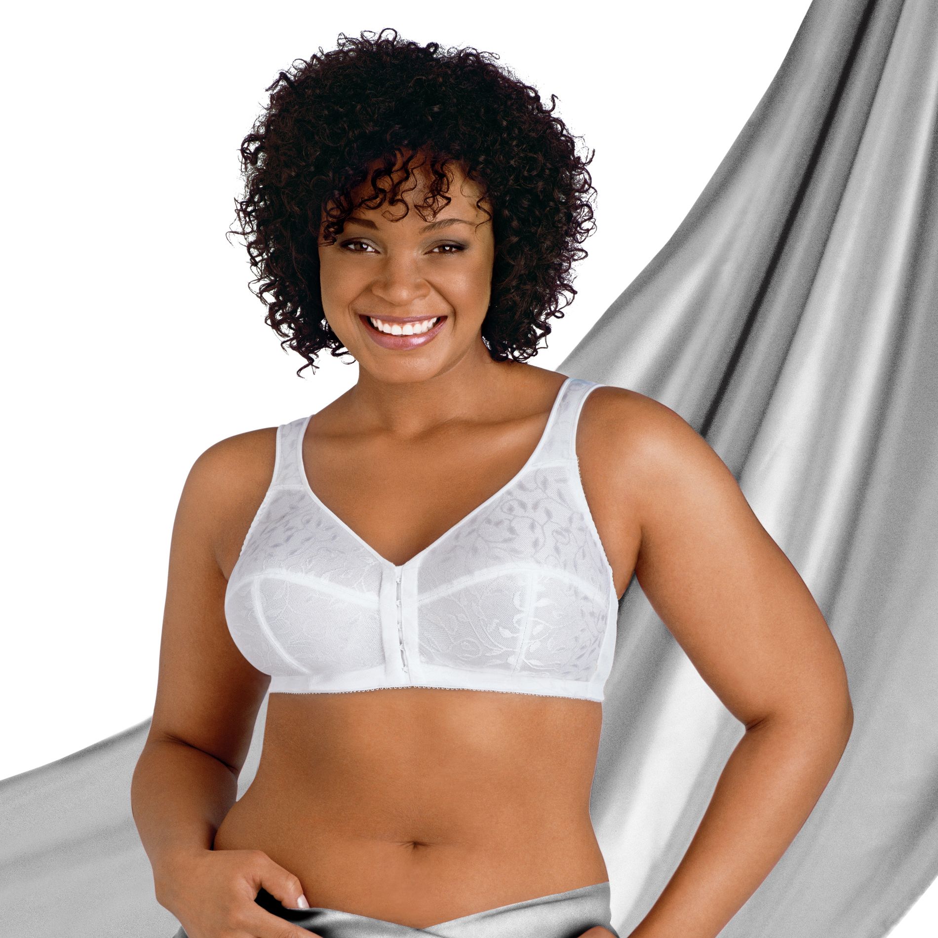 JUST MY SIZE Women's Easy On Front Close Wirefree Bra MJ1107