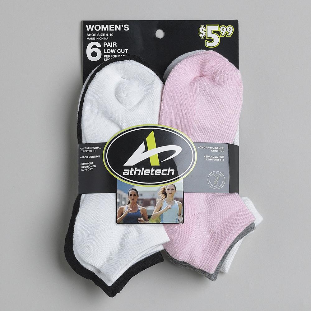 Athletech Women&#39;s 6&#45;Pair Low&#45;Cut Mesh Performance Sport Socks