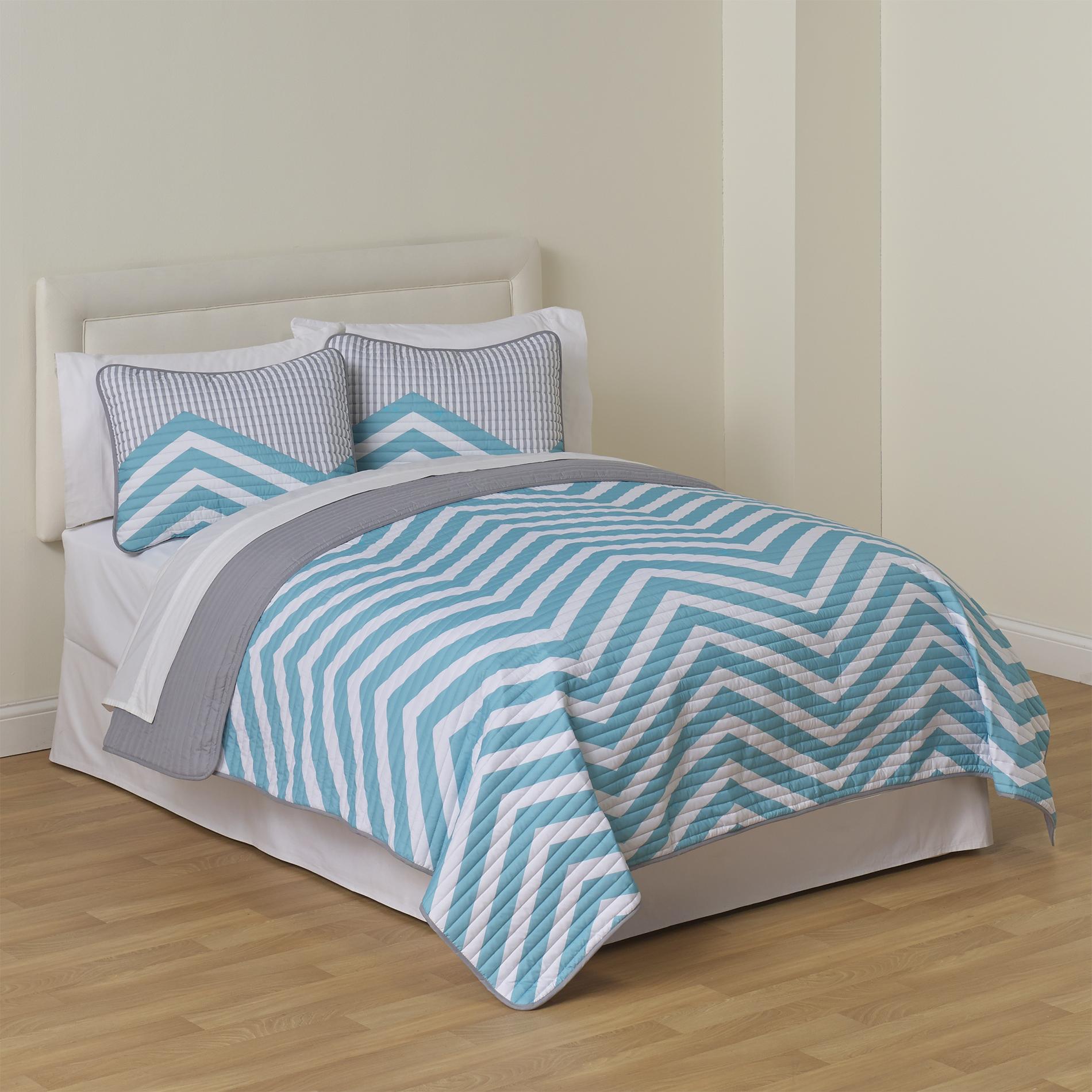 Colormate 3-Piece Easy Care Quilt Set - Marina