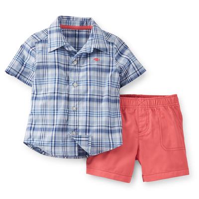 Carter's Newborn & Infant Boy's Button-Front Shirt & Shorts - Plaid