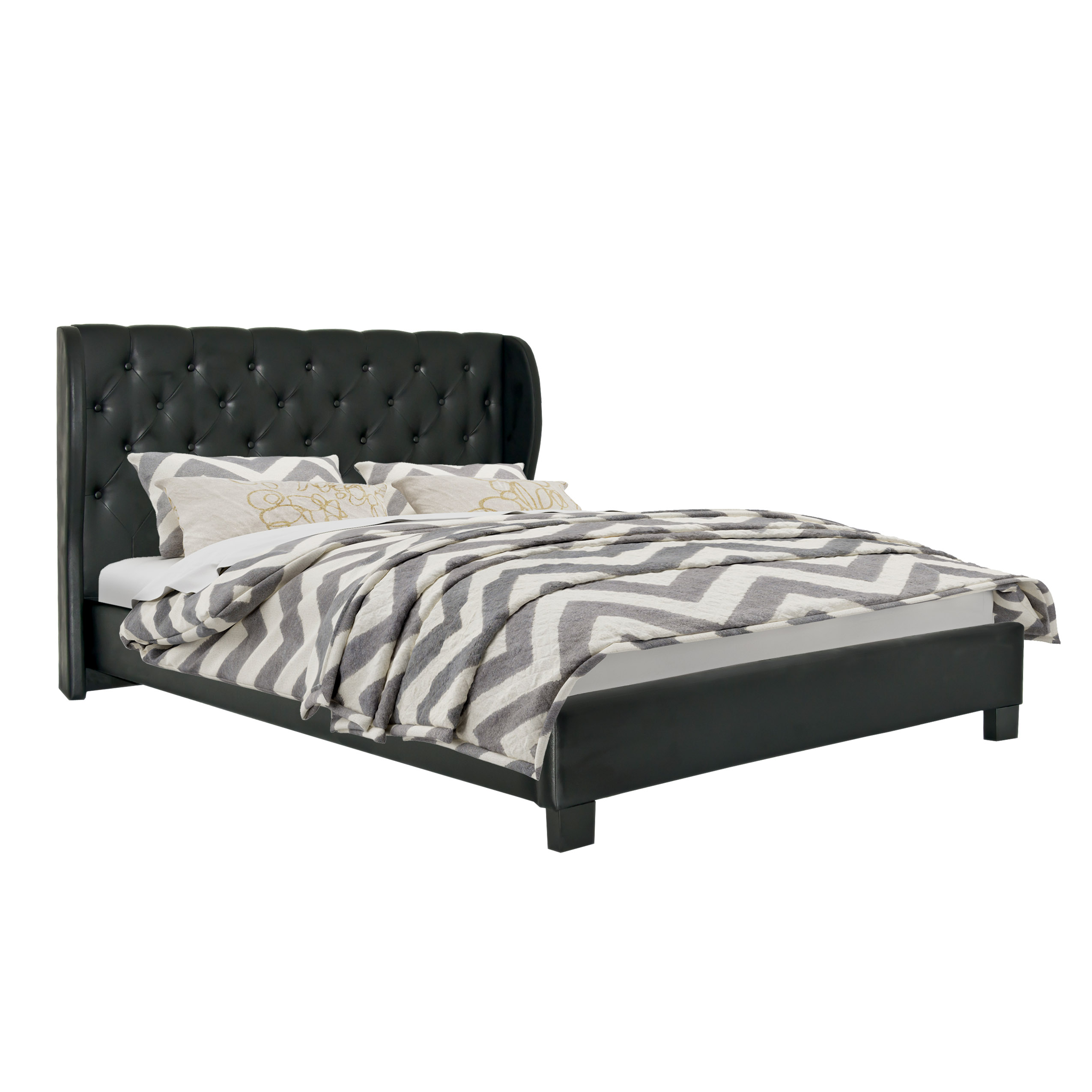 CorLiving Fairfield Tufted Bonded Leather Queen Bed