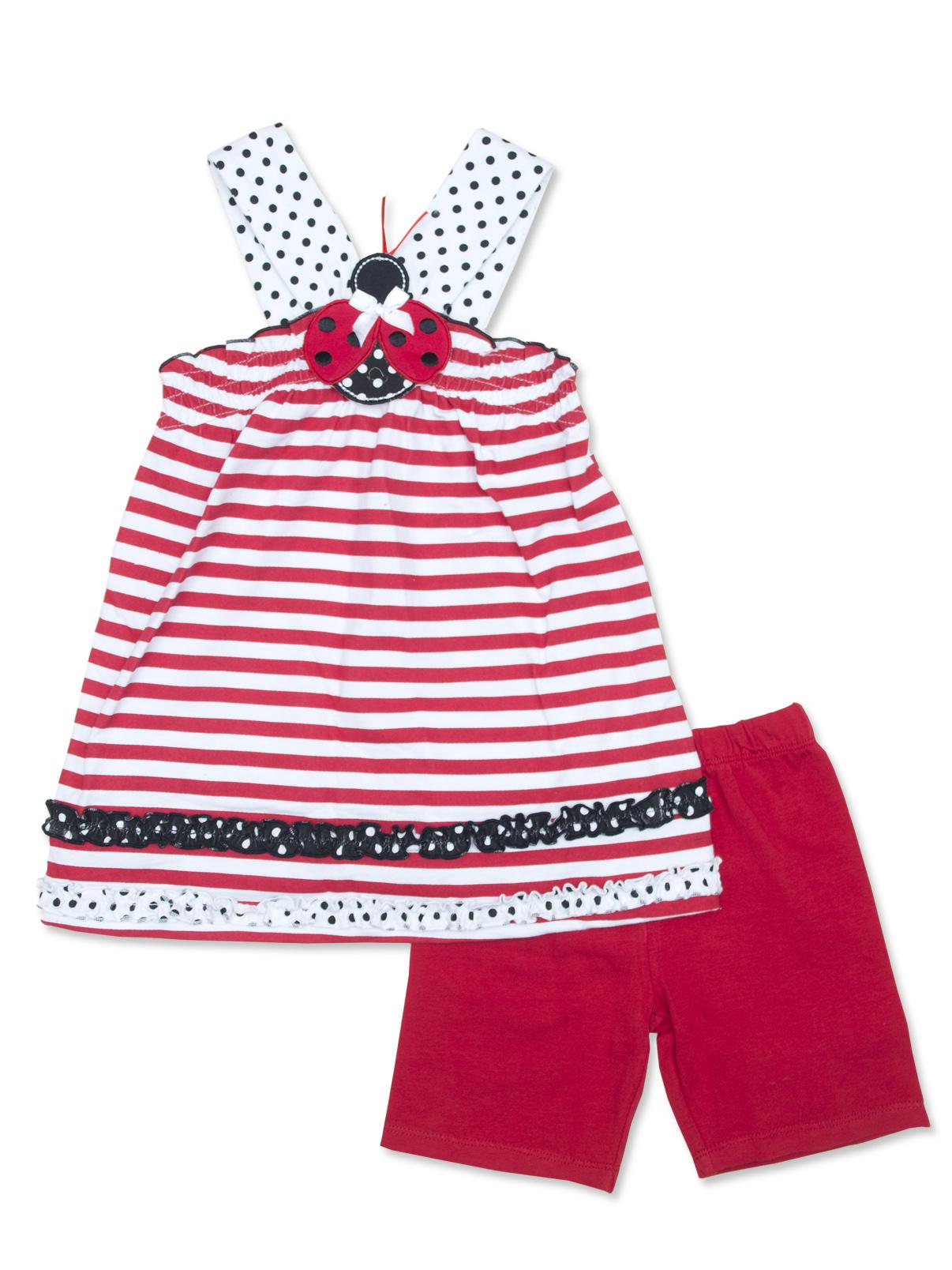 Young Hearts Girl's Racerfront Tank Top & Shorts - Striped