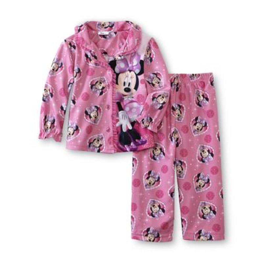 Disney Minnie Mouse Toddler Girl's Button-Front Pajama Shirt & Pants