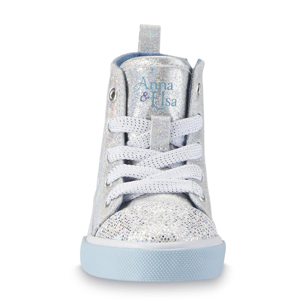 Disney Toddler Girl's Frozen Blue/Silver/Glitter High-Top Casual Shoe