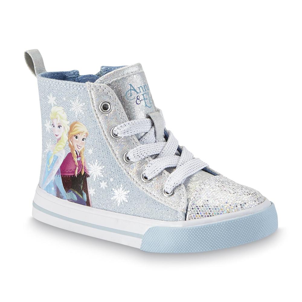 Disney Toddler Girl's Frozen Blue/Silver/Glitter High-Top Casual Shoe