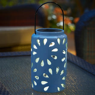 Essential Garden Small Ceramic Lanterns with Solar Light ...