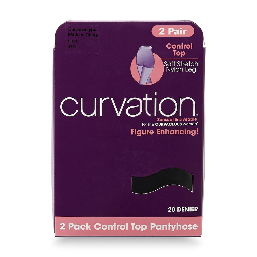 Curvation Women's Plus 2-Pairs Control Top Pantyhose