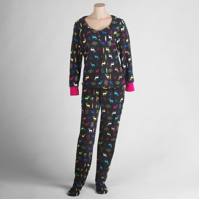 Joe Boxer Women's TwoPiece Fleece Footie Pajamas