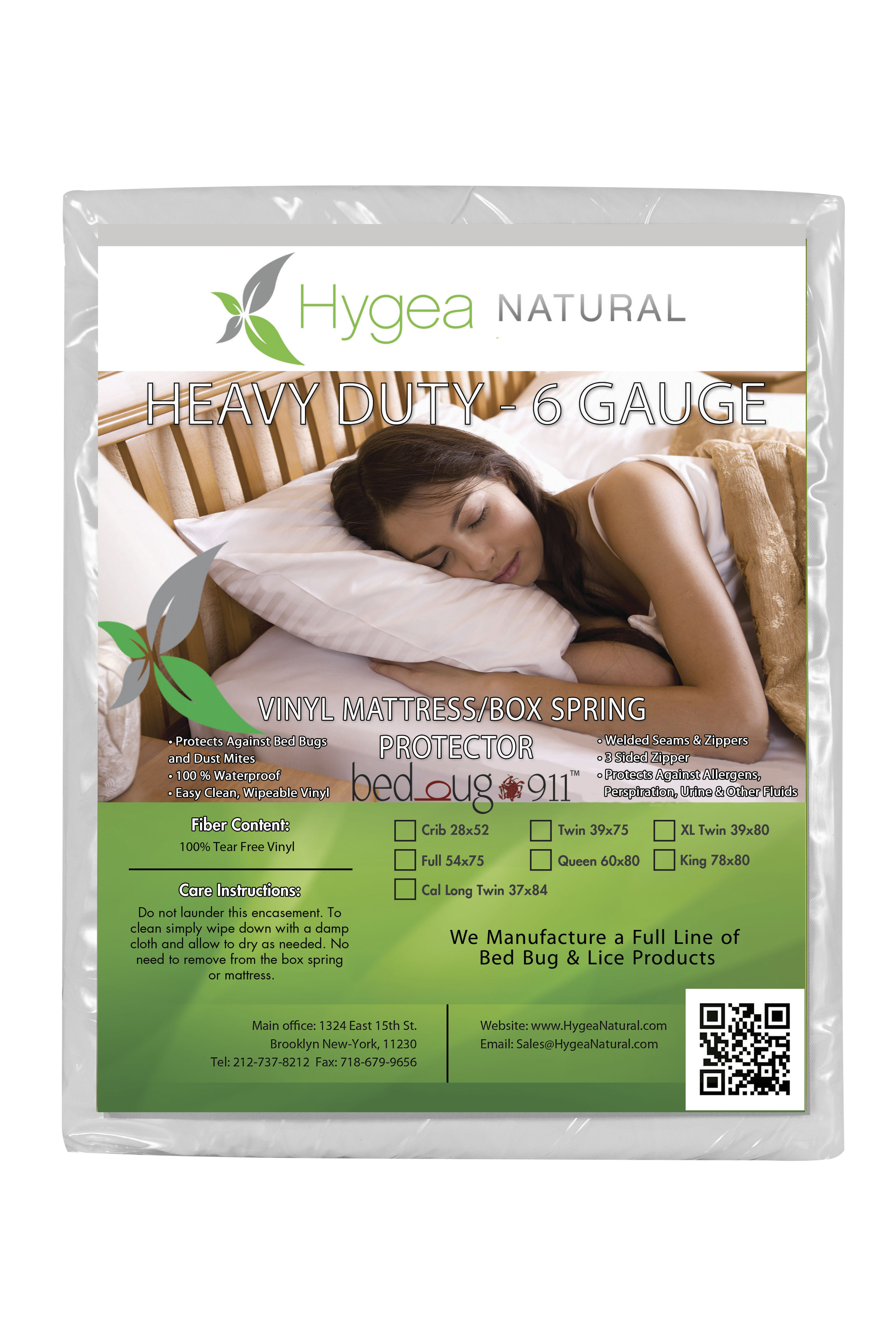 Hygea Natural Vinyl Mattress Cover &#124; Twin Size
