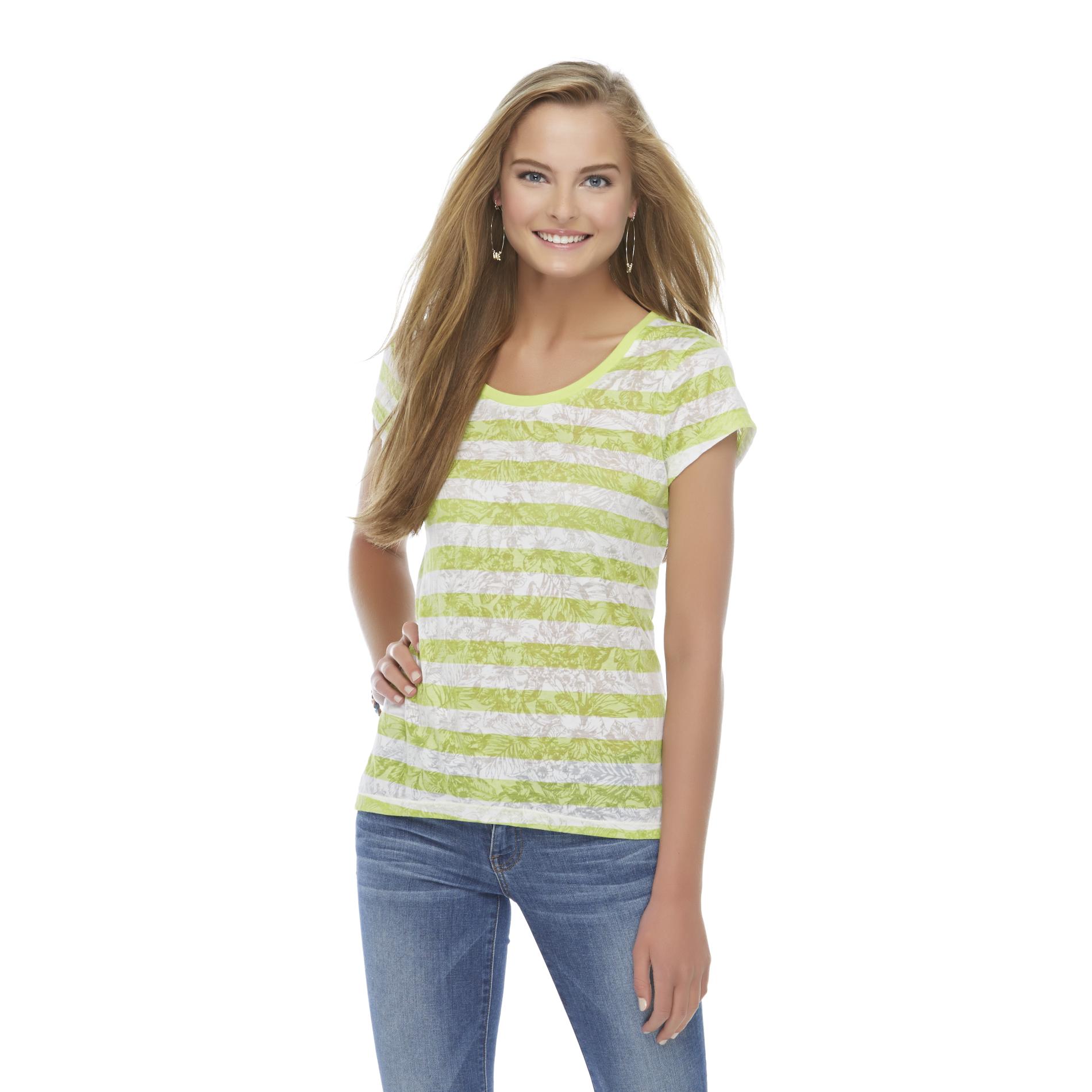 Joe Boxer Women's Burnout T-Shirt - Striped & Floral