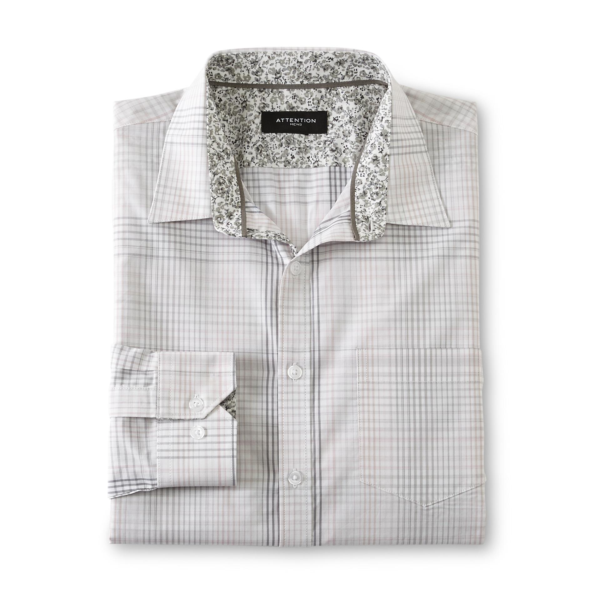 Attention Men's Casual Shirt - Plaid and Floral Print