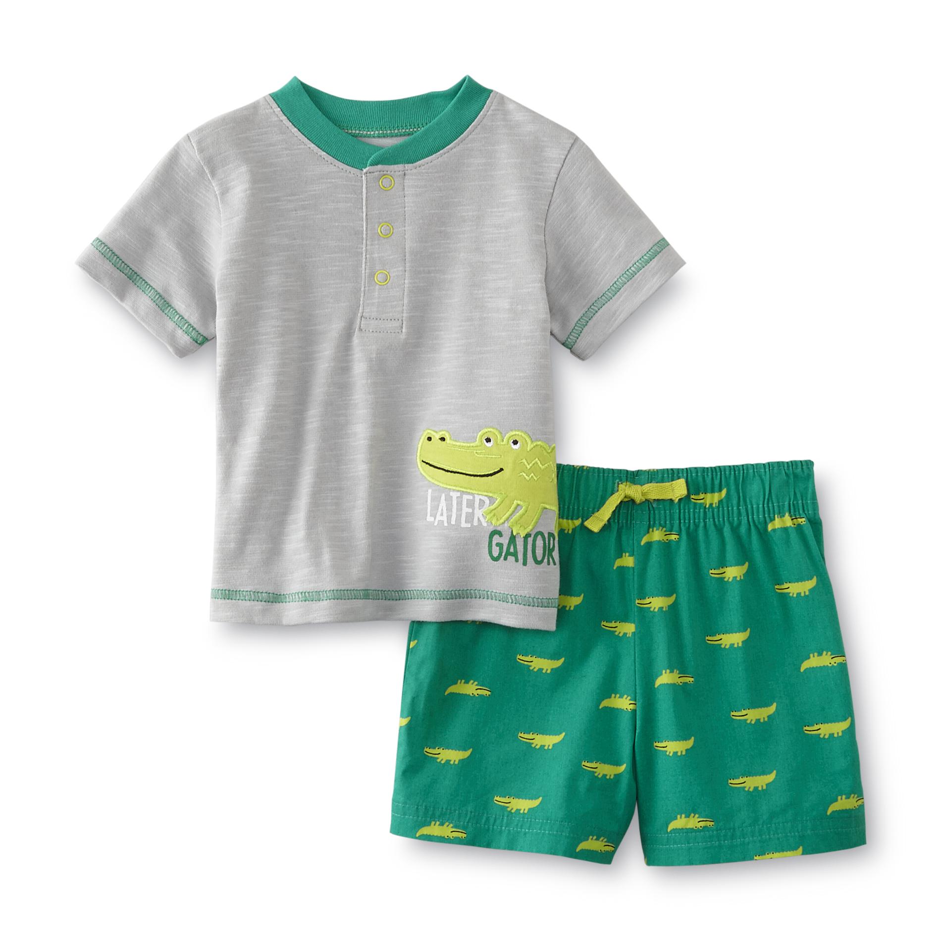 Small Wonders Newborn Boy's Henley Shirt & Shorts - Alligator
