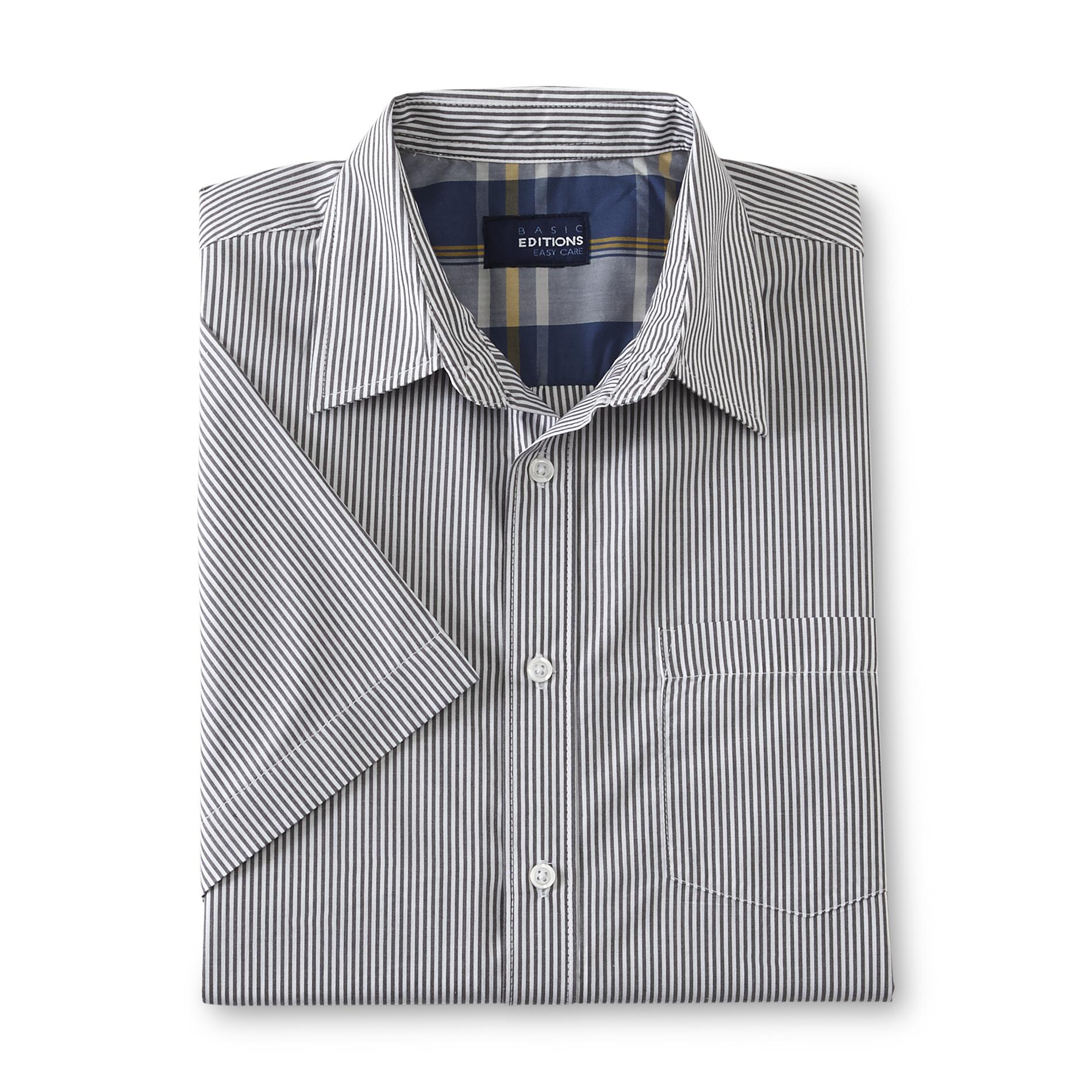 Basic Editions Men's Easy Care Short-Sleeve Shirt - Striped