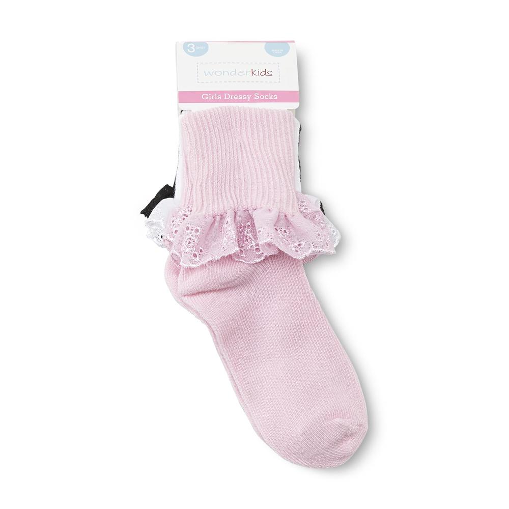 WonderKids Toddler Girl's 3-Pairs Lace Dress Socks