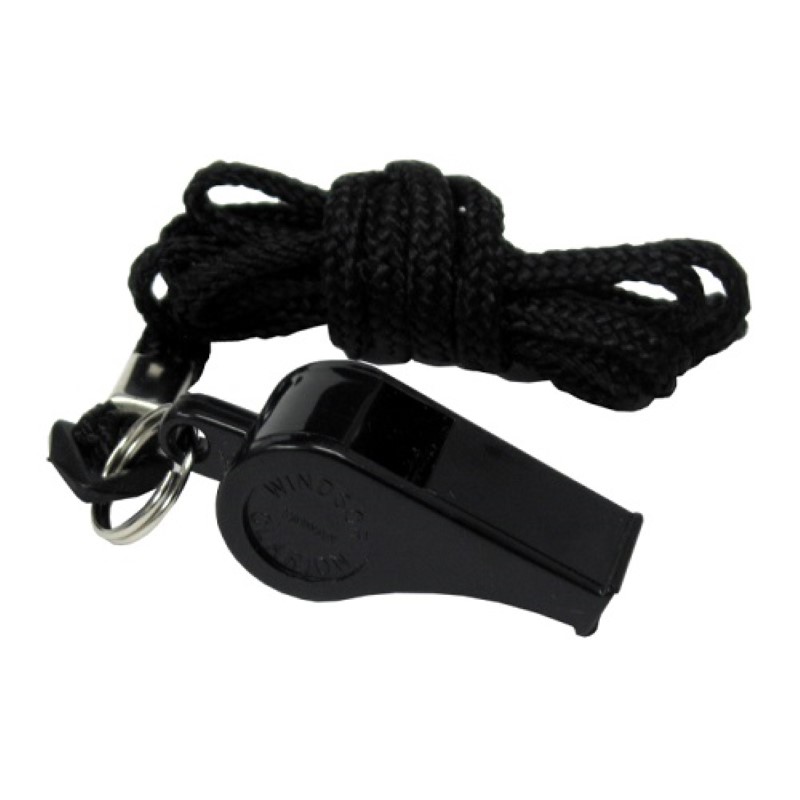 D.T. Systems Black Training Whistle with Nylon Lanyard