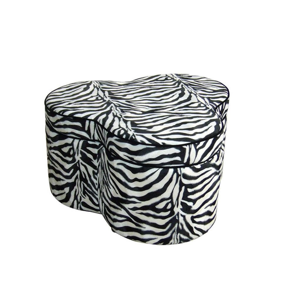 Ore International 17.5 Inch Zebra Storage Ottoman With Three Seating