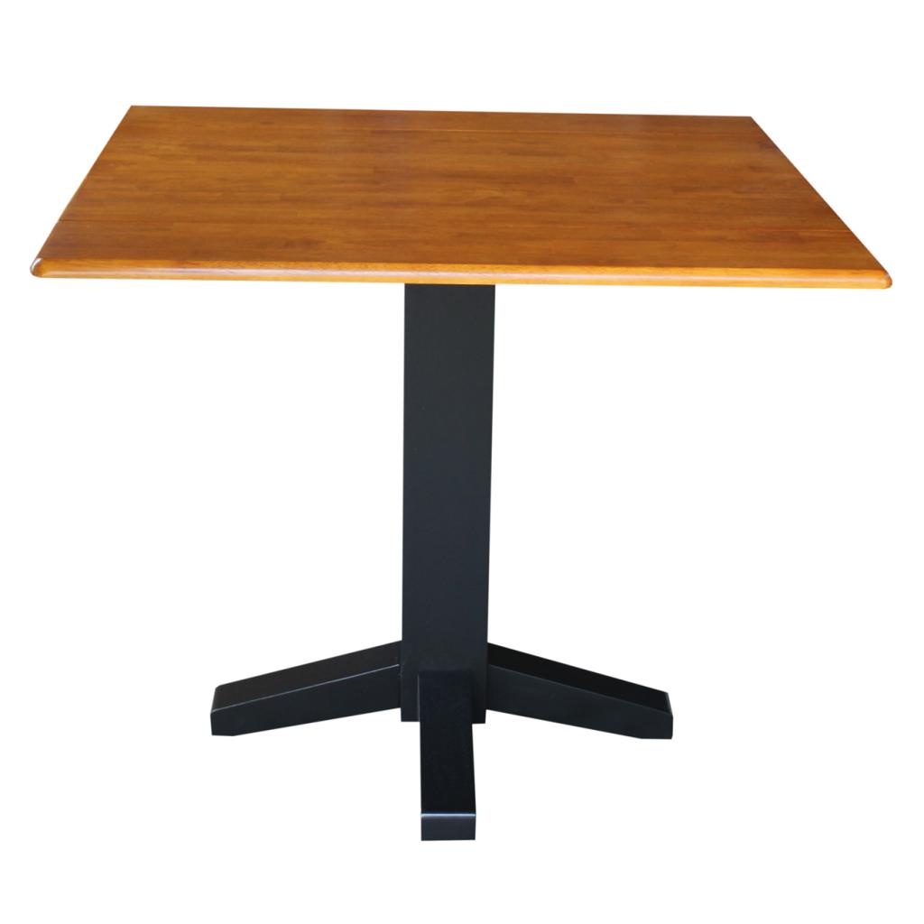 International Concepts 36" Square Dual Drop Leaf Dining Table in Black / Cherry