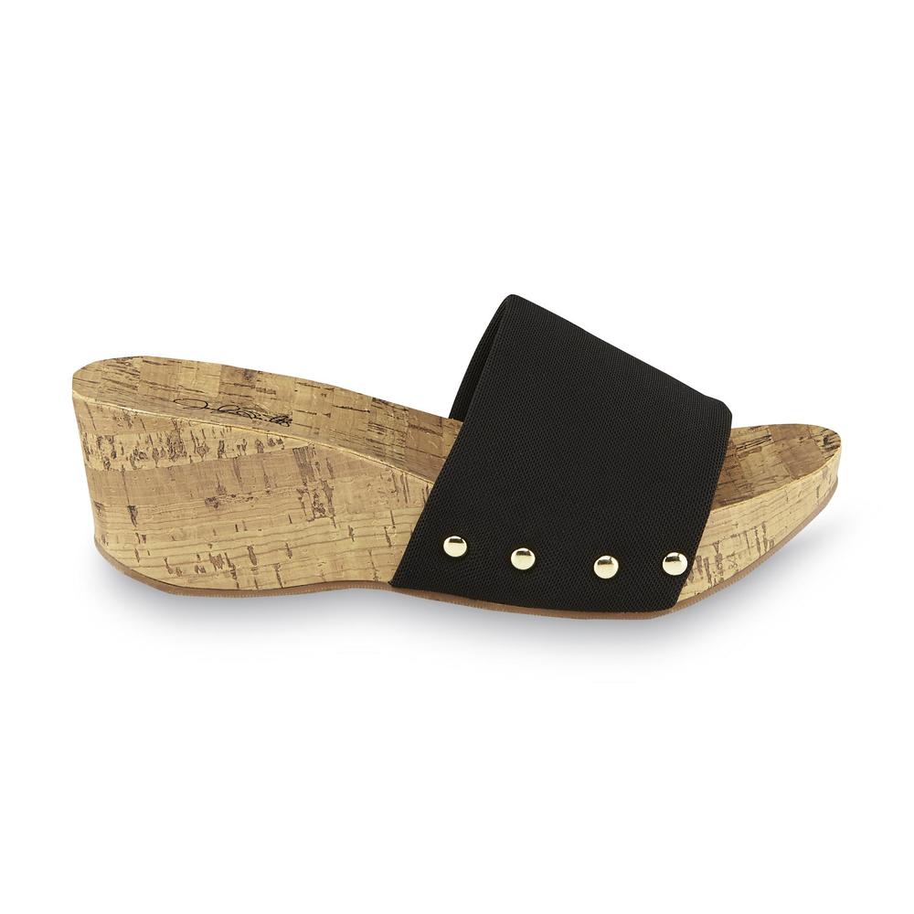 Jaclyn Smith Women's Talma Black Slip-On Wedge Sandal