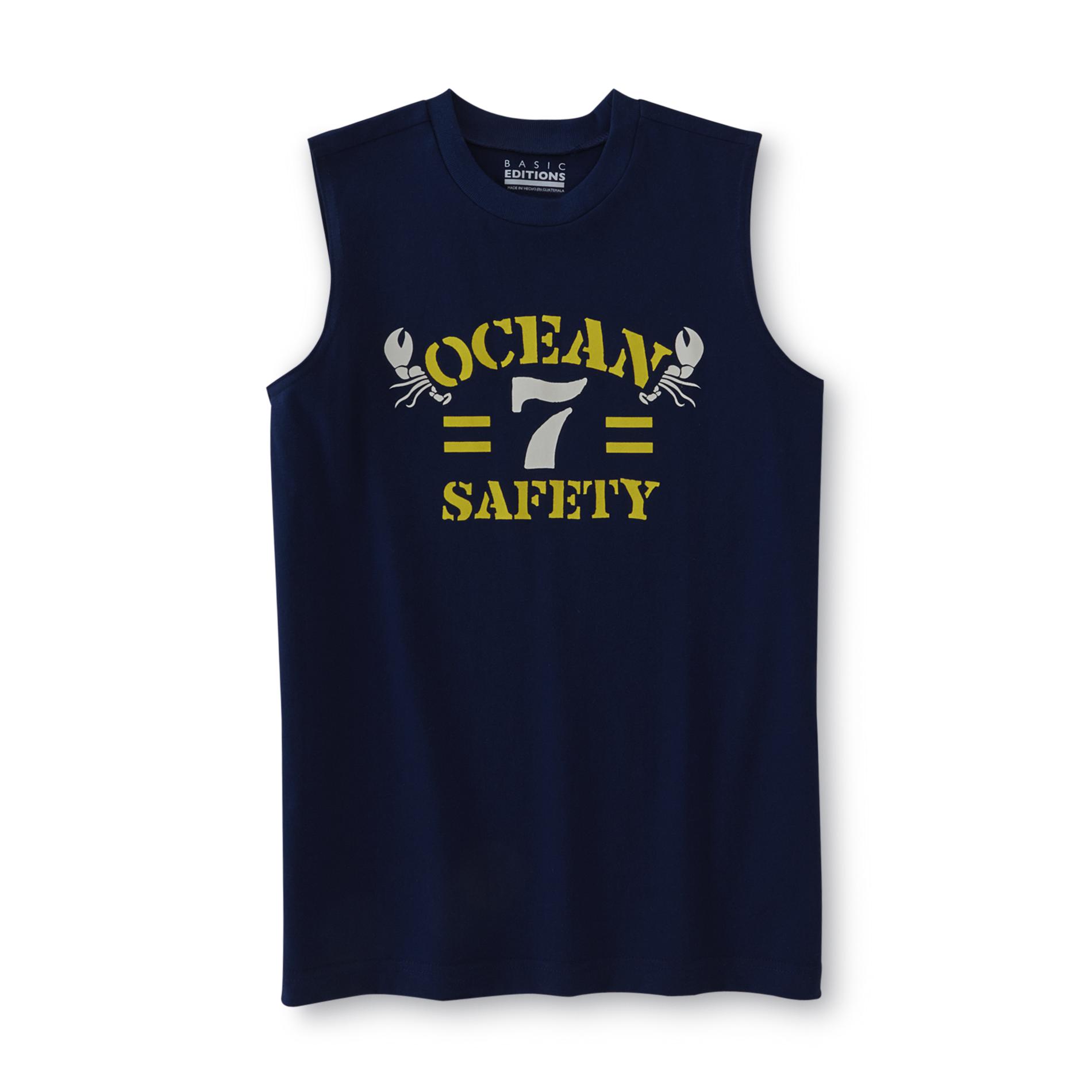 Basic Editions Boy's Graphic Muscle Shirt - Ocean Safety