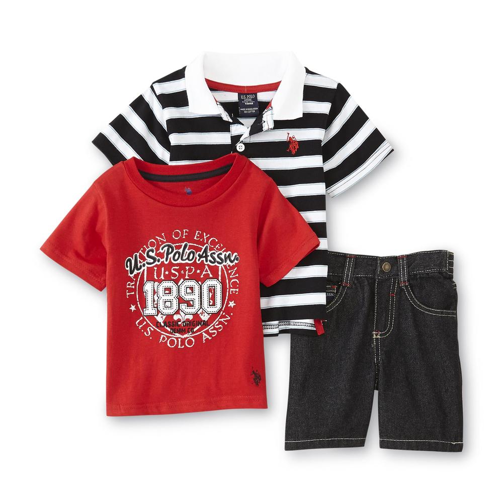 U.S. Polo Assn. Infant & Toddler Boy's Polo Shirt  T-Shirt & Denim Shorts
