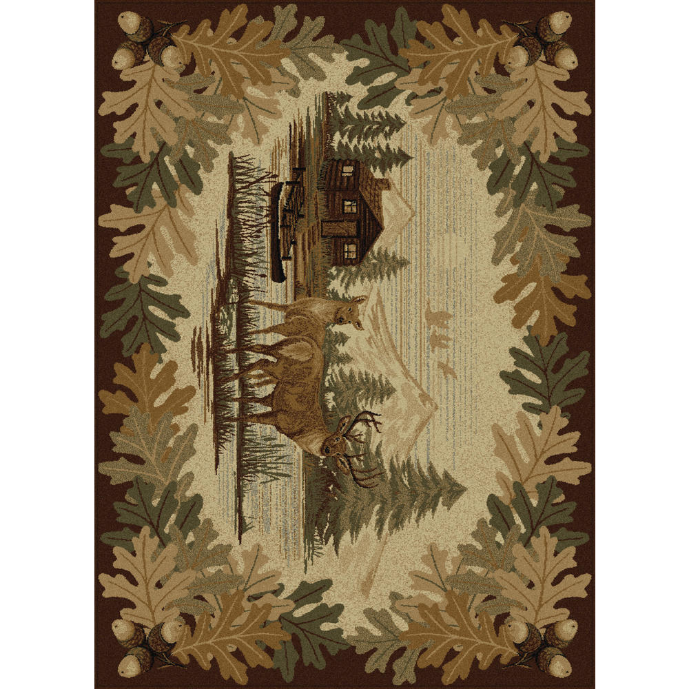 Tayse Rugs Nature Oak Deer Lodge Area Rug - 5'3'' x 7'3''