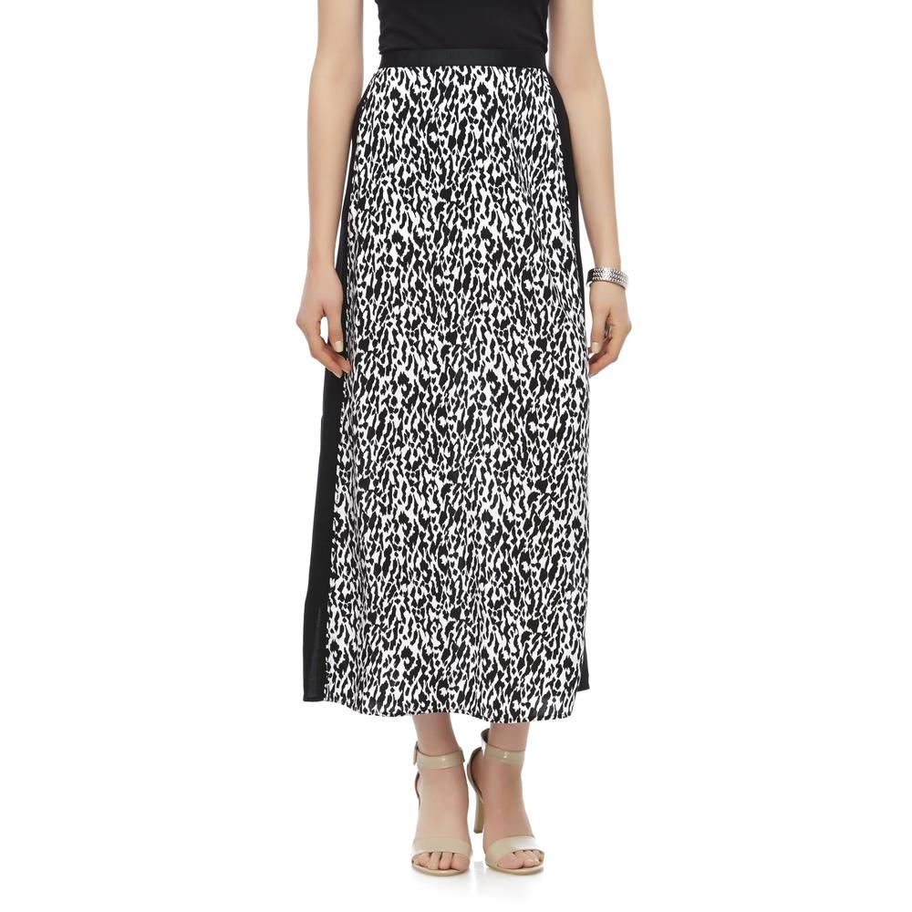 Jaclyn Smith Women's Side Slit Maxi Skirt - Leopard Print