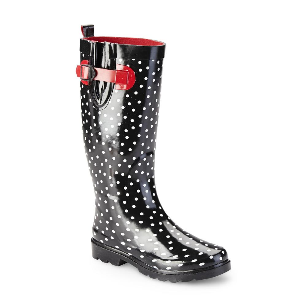 &nbsp; Women's Dot Black/Polka-Dot Rain Boot