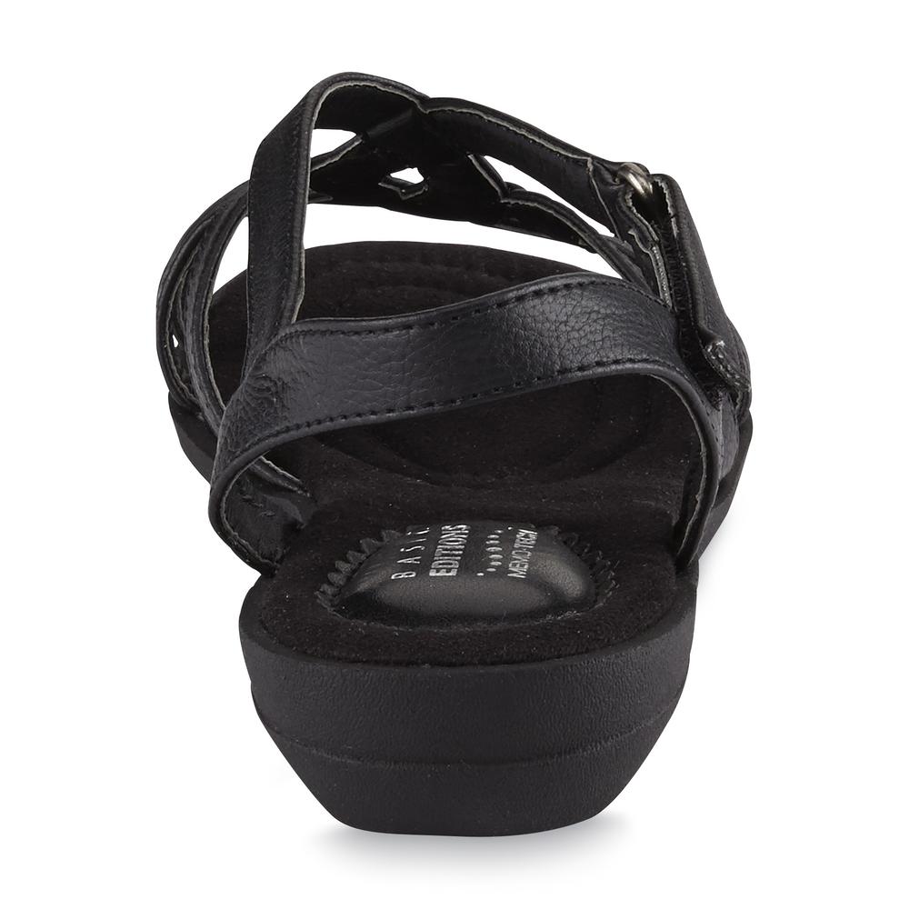 Basic Editions Women's Alice Black Cushioned Sandal - Wide Width
