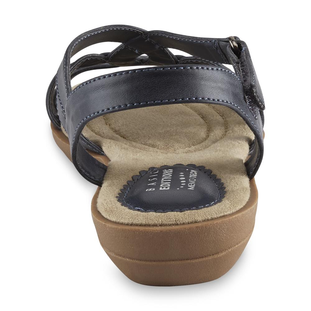 Basic Editions Women's Alice Blue Cushioned Sandal - Wide Width