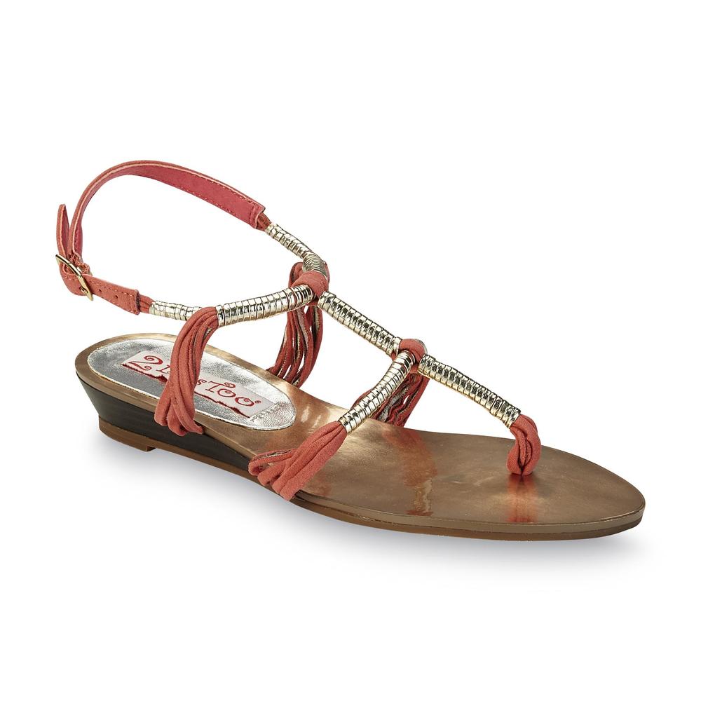 kisses Women's Too Coiled Coral/Gold Wedge Sandal