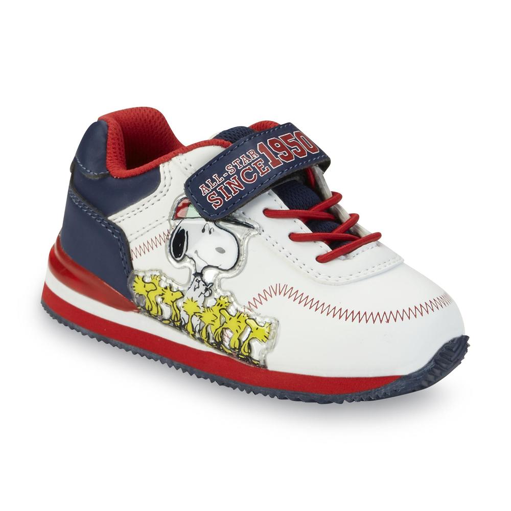 Peanuts By Schulz Toddler Boy's Snoopy White/Blue/Red Light-Up Athletic Shoe