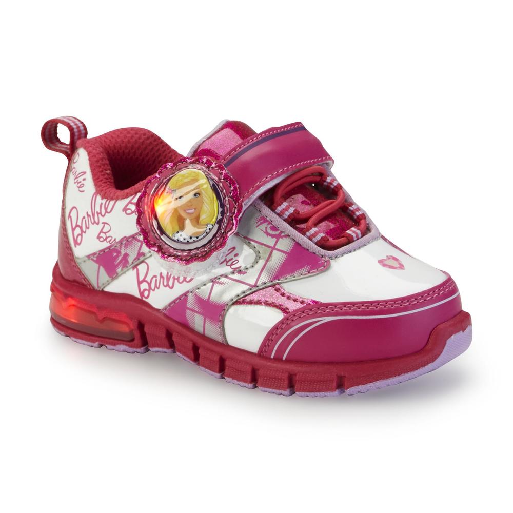 Barbie Toddler Girl's Pink/White/Glitter Light-Up Athletic Shoe