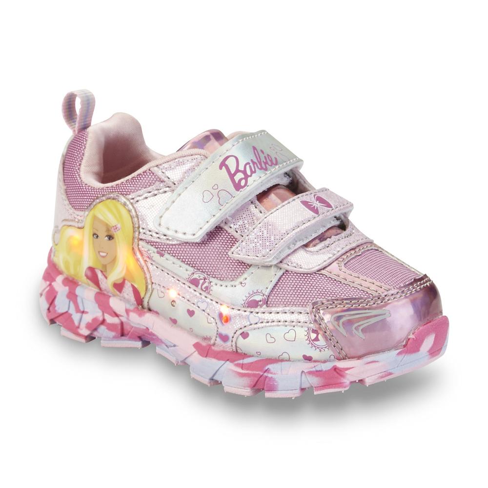 Barbie Toddler Girl's Pink/Silver Light-Up Sneaker