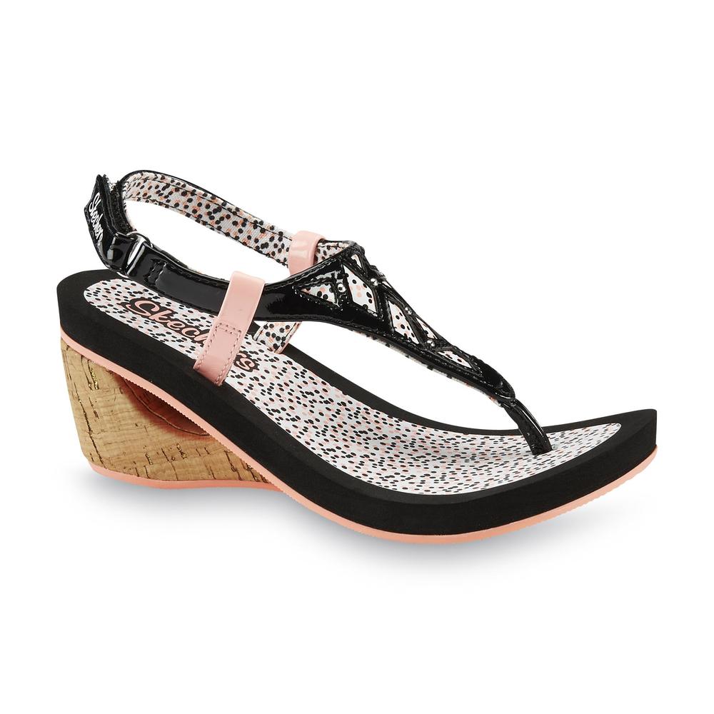 Skechers Girl's Polkadot Princess Black/Pink Strappy Sandal
