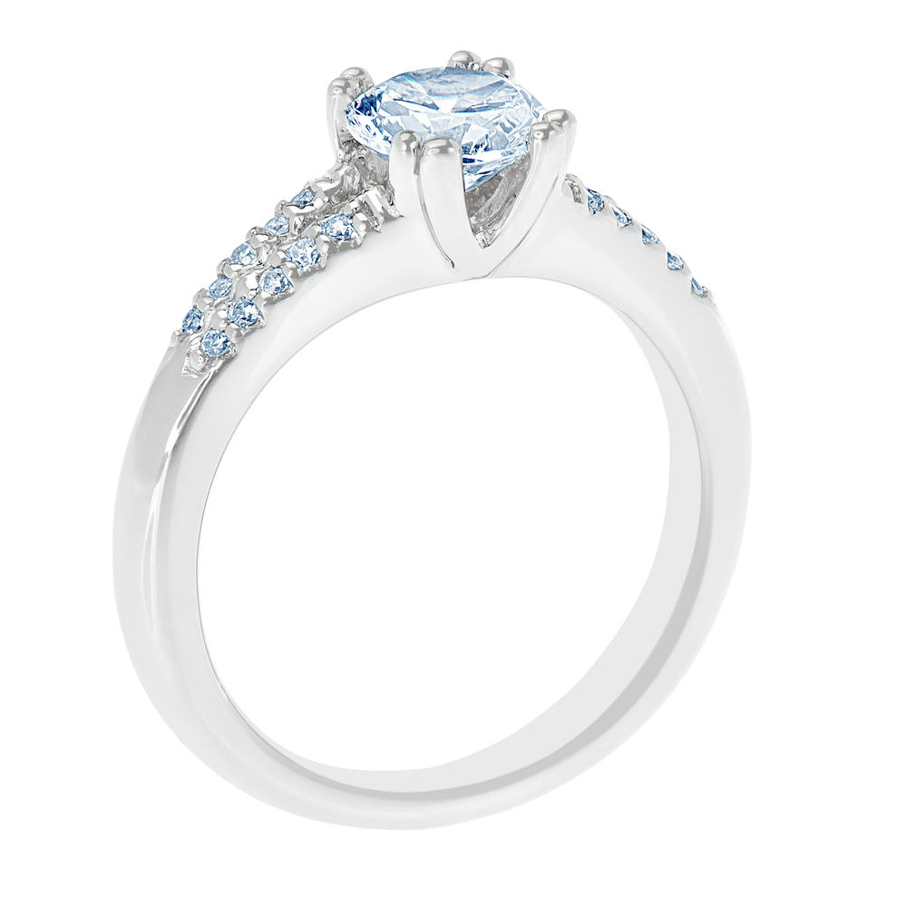 New York City Diamond District 14K White Gold Double Prong Split Shank Certified Diamond Engagement Ring