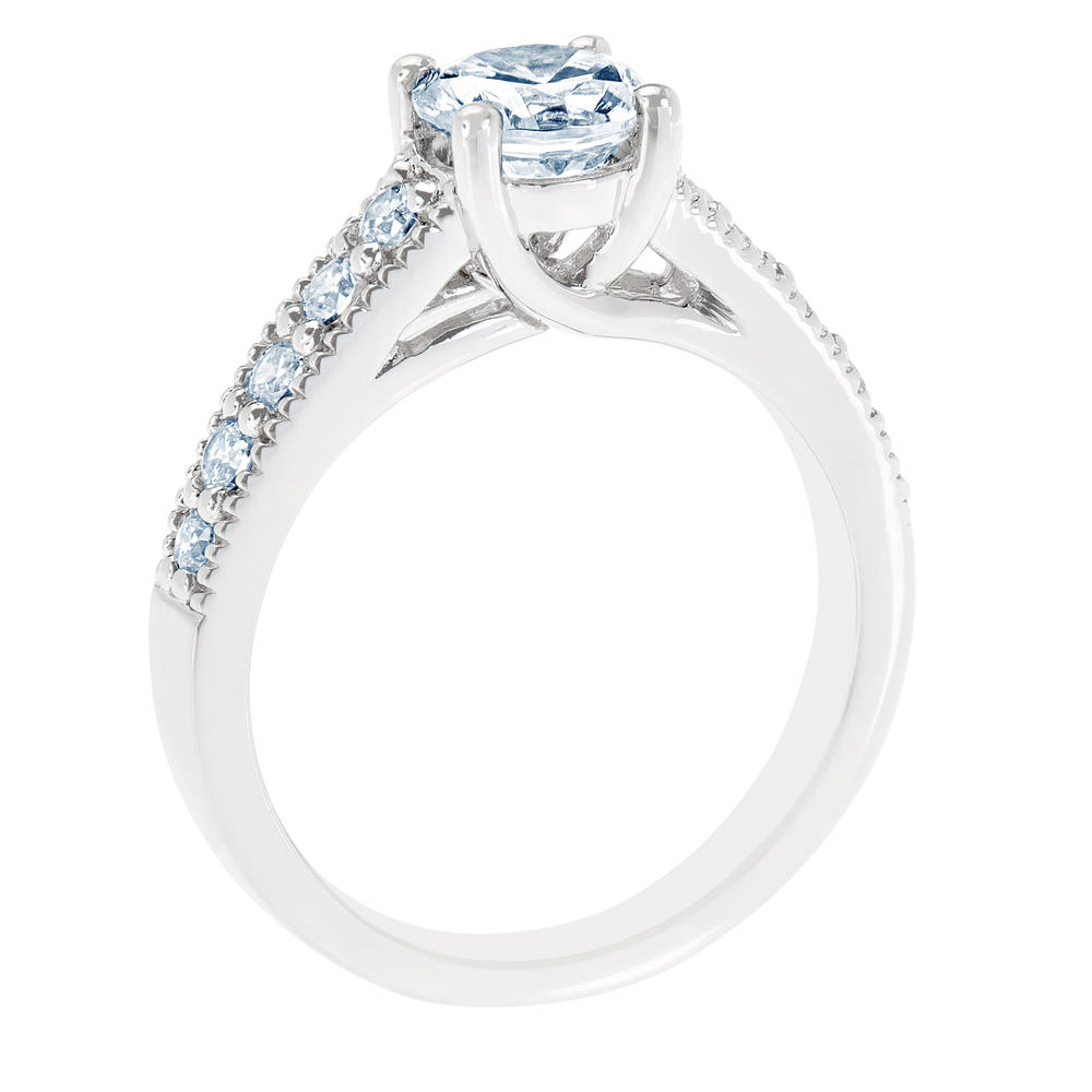 New York City Diamond District 14K White Gold Wide Band Milgrain Certified Diamond Engagement Ring