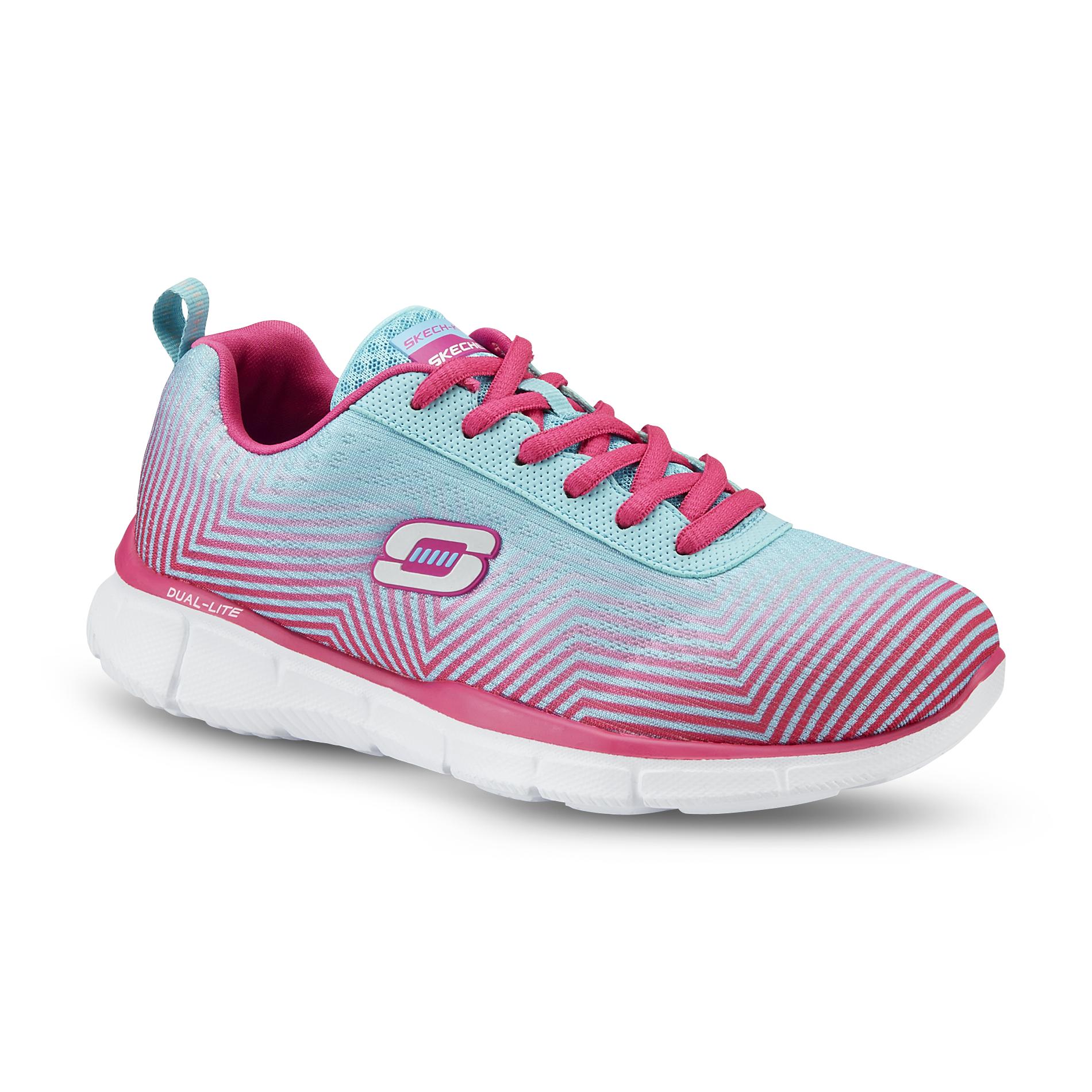 Skechers Women's Expect Miracles Pink/Blue Chevron Striped Athletic Shoe