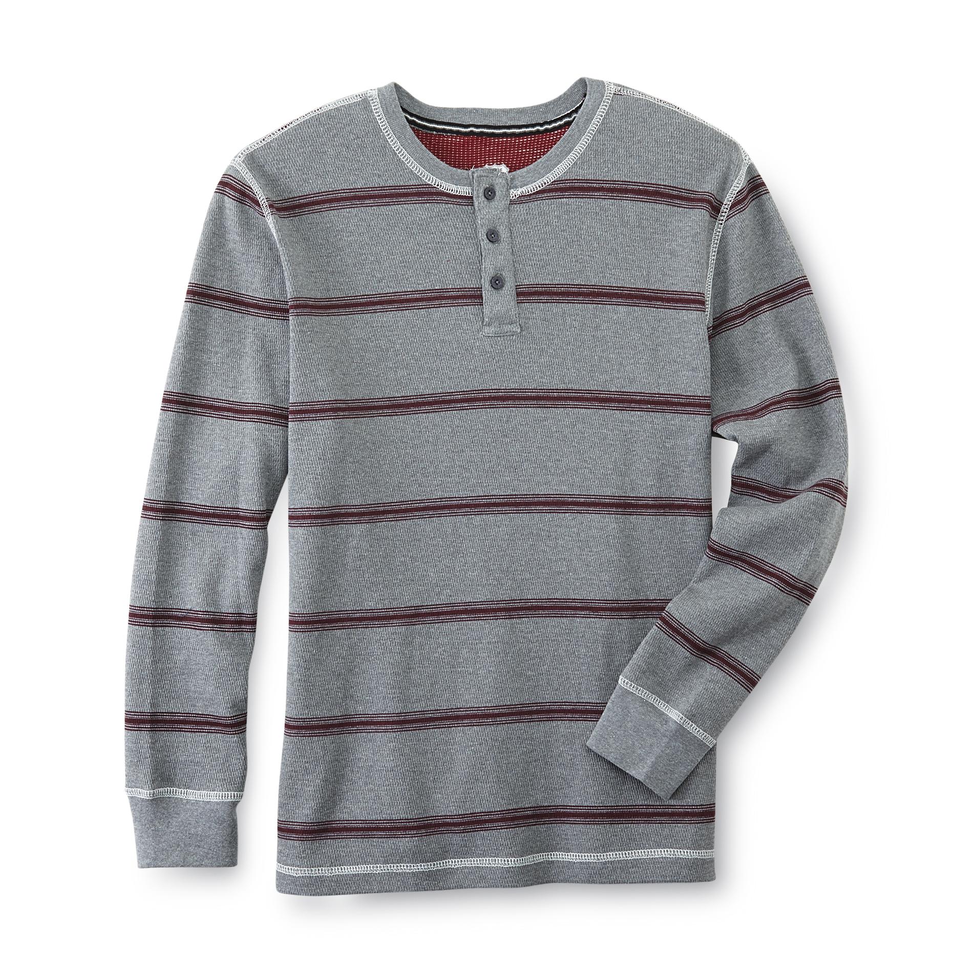 Route 66 Men's Thermal Henley Shirt - Striped