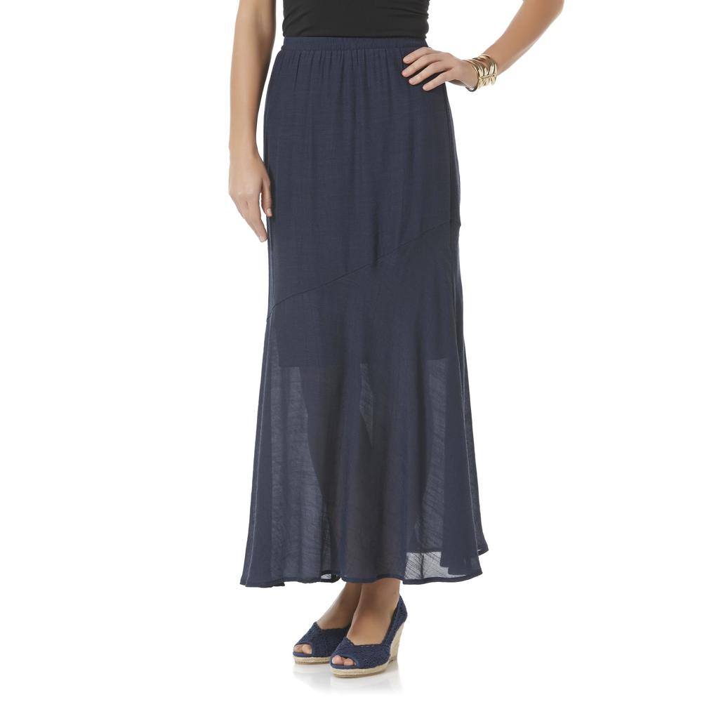 Basic Editions Women's Asymmetrical Maxi Skirt