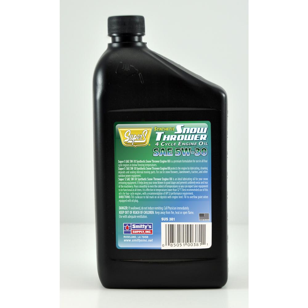 Super S 49128 SAE 5W30 Synthetic Snow Thrower Engine Oil