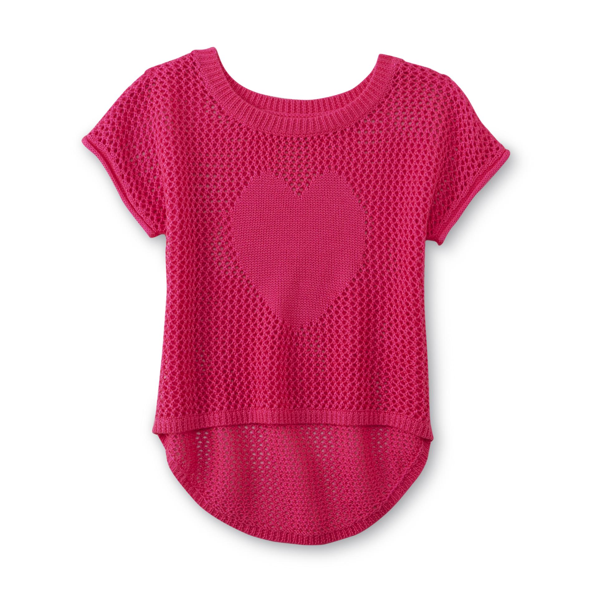 Piper Girl's Open-Knit Sweater - Heart