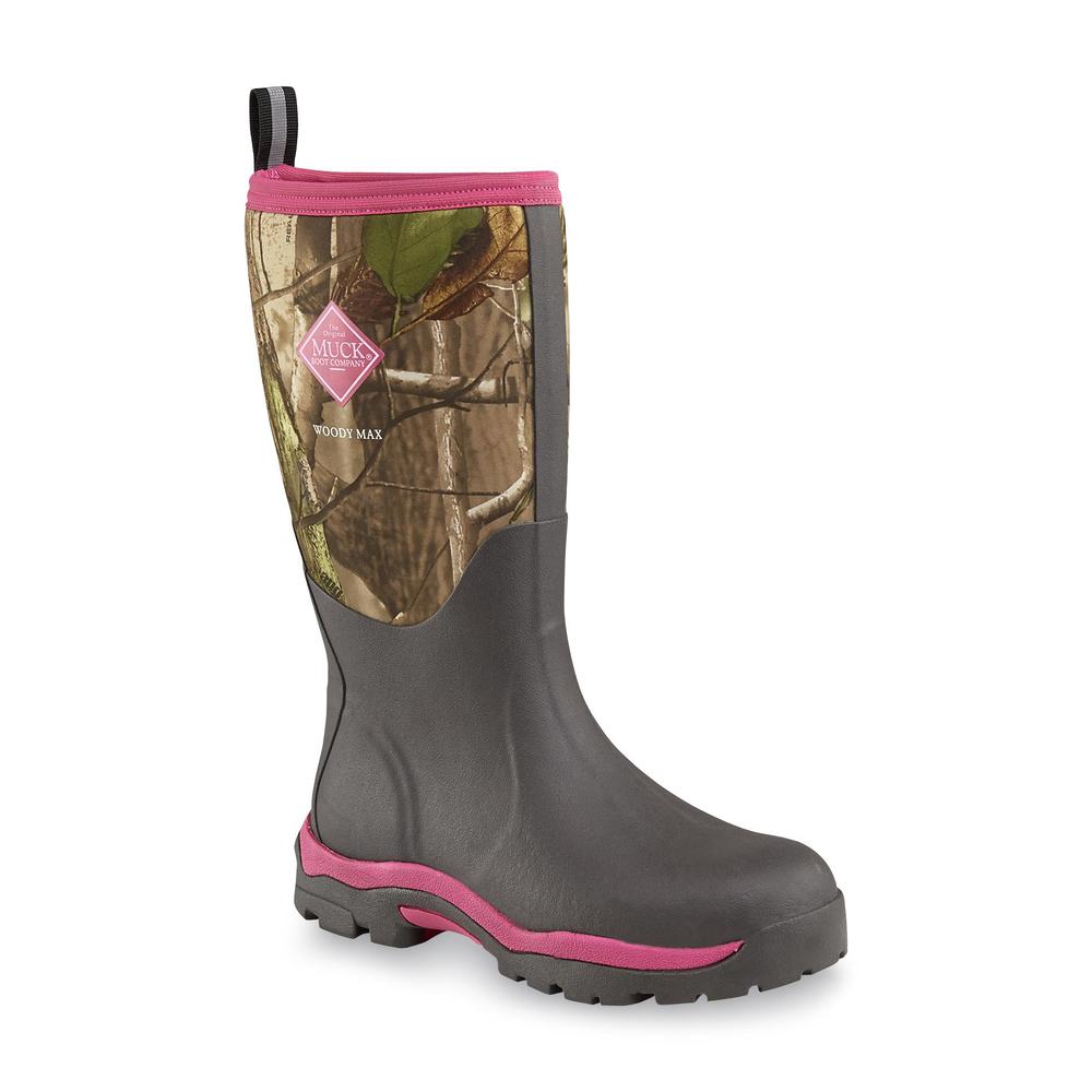 The Original Muck Boot Company Women's Woody Max Black/Pink/Camouflage Hunting Boot