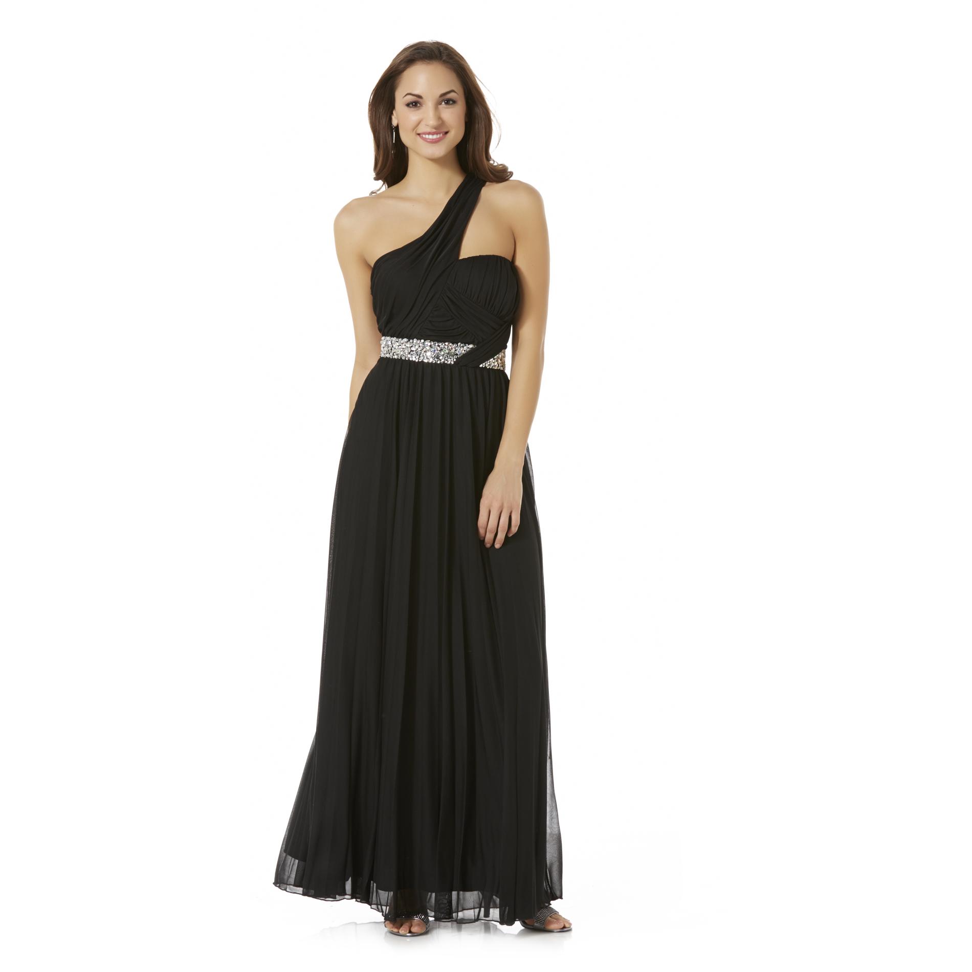 City Triangles Junior's One-Shoulder Embellished Gown