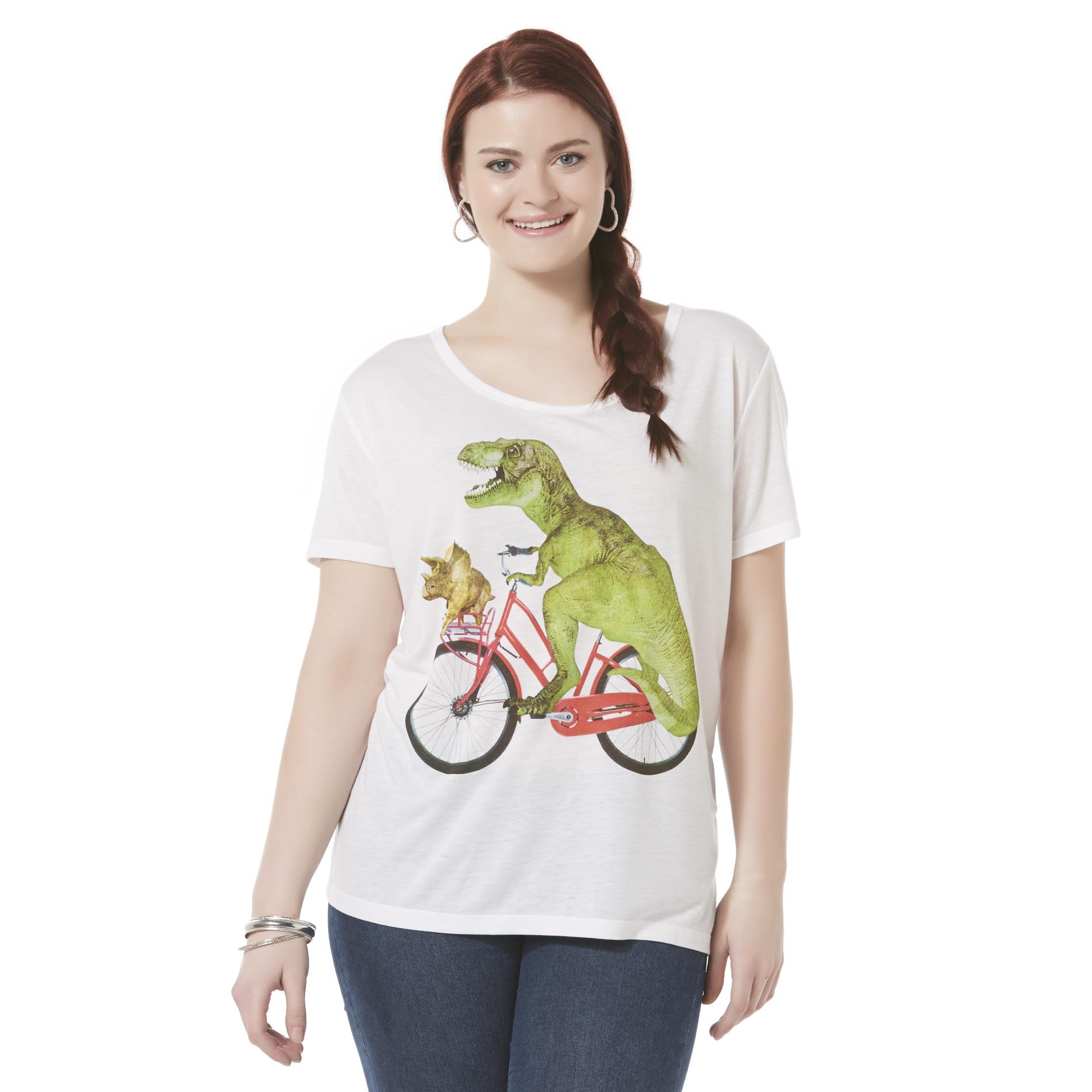 Junior's Plus Graphic T-Shirt - Dinosaur Bike
