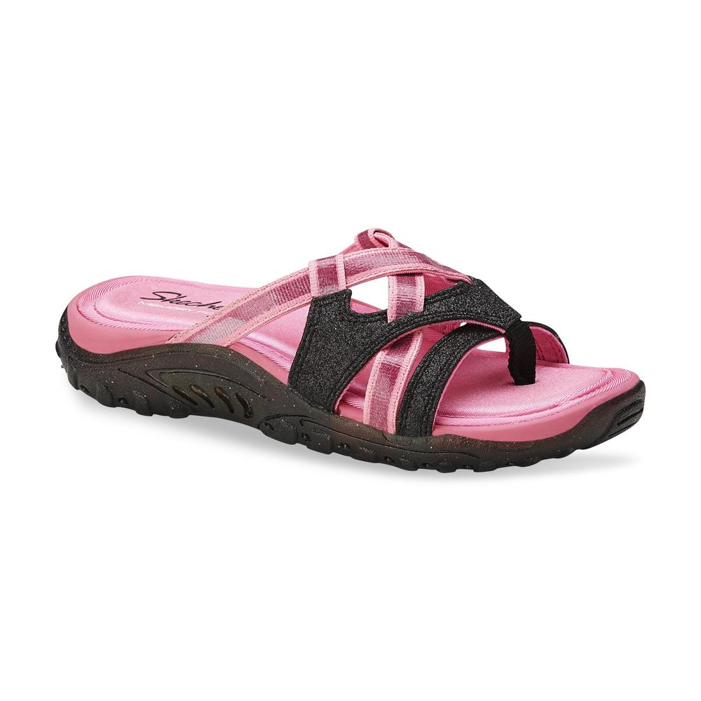 Skechers Girl's Glitter Glides Pink/Black Flip-Flop Sandal